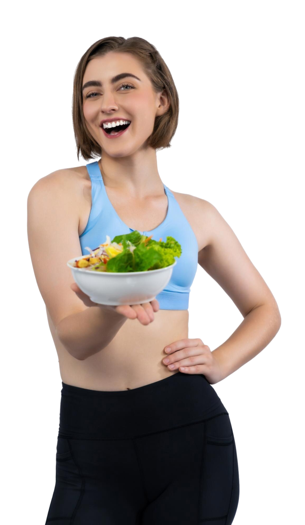 mujer con ensalada
